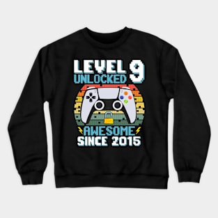 Level 9 Unlocked Awesome Since 2015 Crewneck Sweatshirt